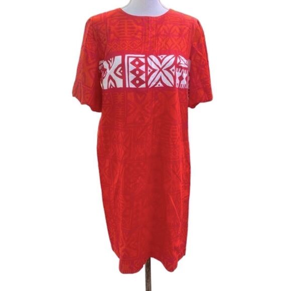 Pacific Hawaiian Surf Wm’s Sz Lrg Orange Red Tropical 1970’s Parachute Dress - Picture 1 of 6
